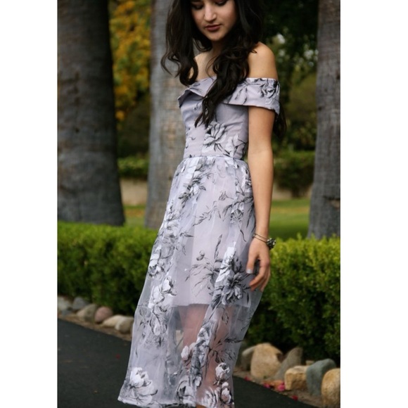 WEDDING GUEST OR BRIDESMAID FLORAL OFF SHOULDER  FIT & FLARE DRESS SZ 6 - Picture 8 of 12